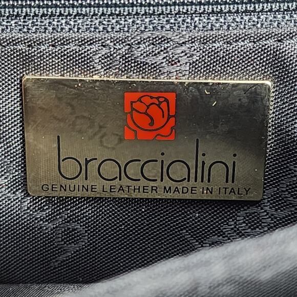 Braccialini Retro Color Block Italian Leather Top Handle Bag Crossbody - Picture 10 of 13